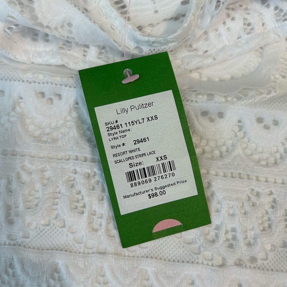 Lilly Pulitzer Resort White Scallop Stripe Lace Top Size XXS - Picture 8 of 10